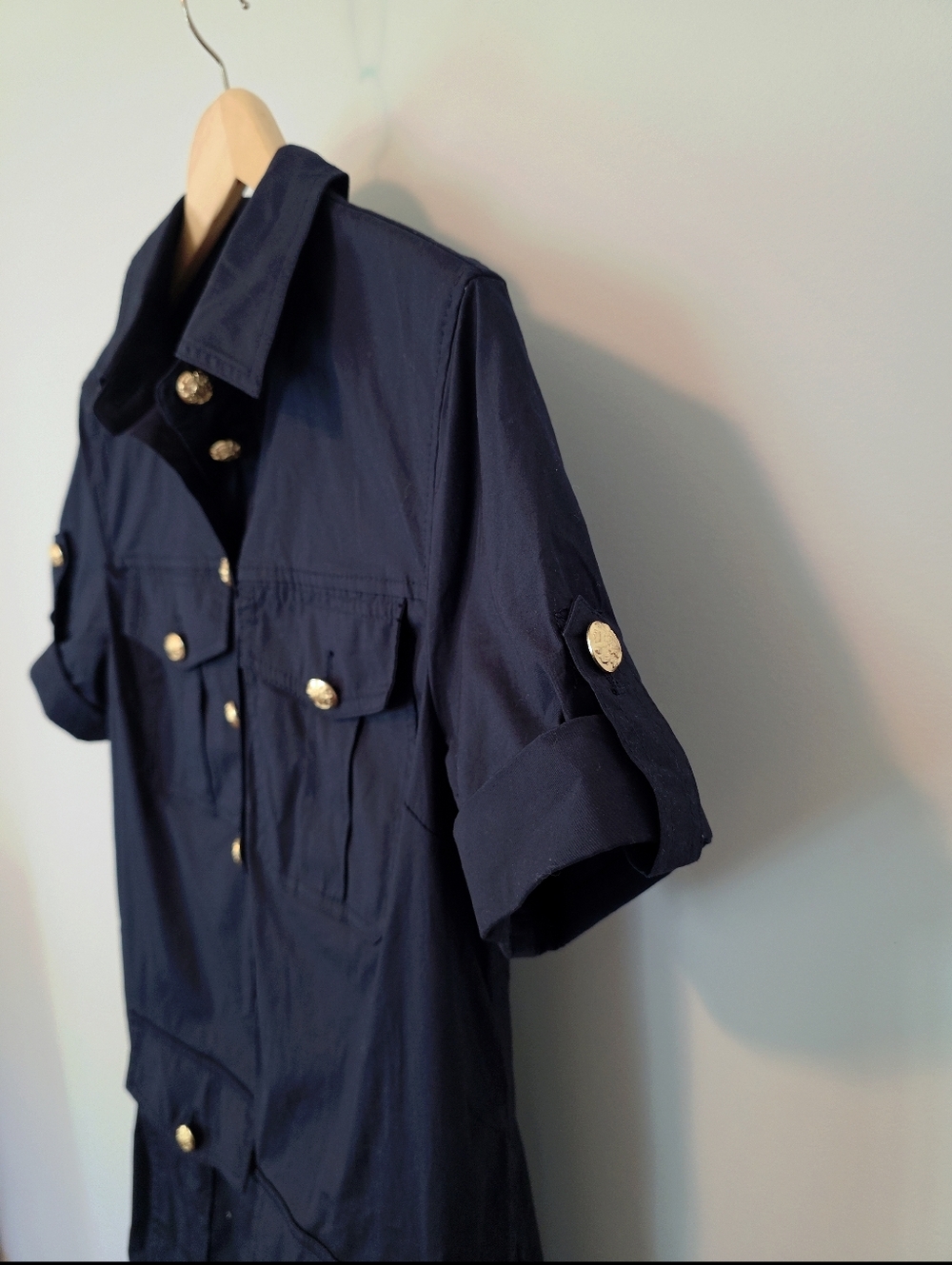 Veronica Beard Lucca Navy Blue Cargo Cotton Shift Dress Size US 6 - Picture 9 of 13